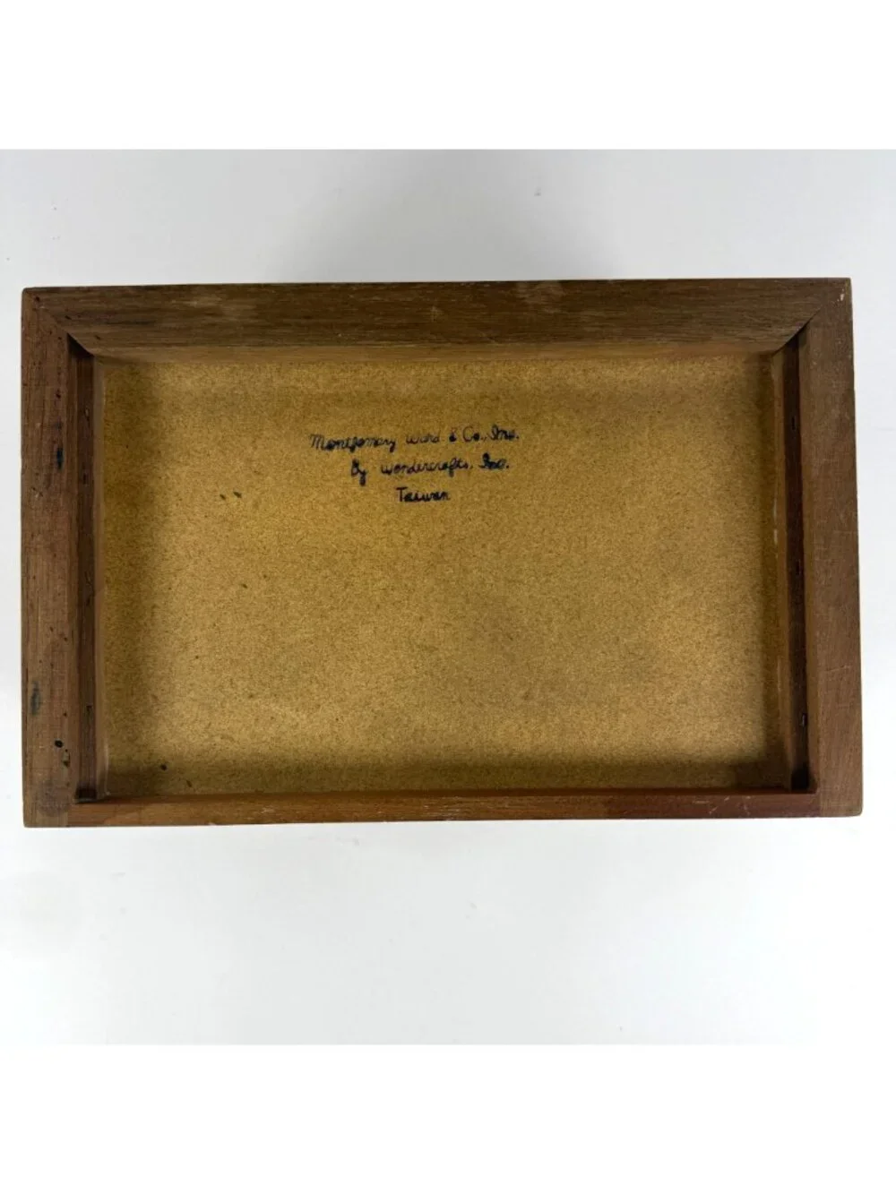 Vintage Montgomery Wards Wondercrafts Green Marble Top Wood Jewelry Box Drawer